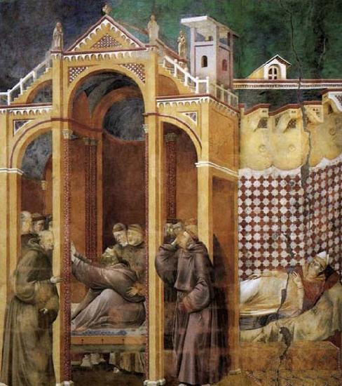 GIOTTO di Bondone Apparition to Fra Agostino and to Bishop Guido of Arezzo Spain oil painting art